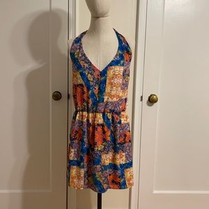 NWT AQUA printed halter dress size L.